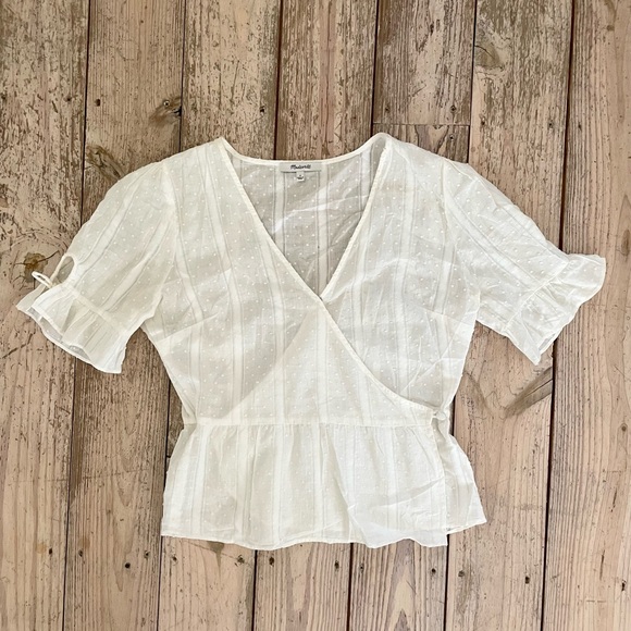 Madewell Tie-Sleeve Polka Dot Wrap Top - Picture 4 of 8